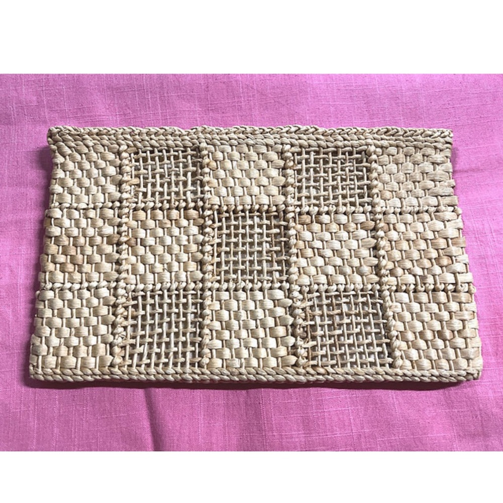 Vintage Bag - Patch Woven Straw Clutch